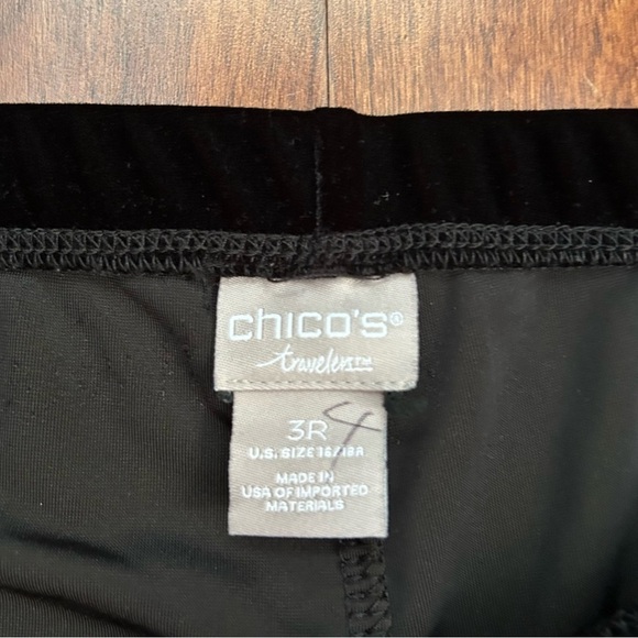 Chico’s Travelers Versatile Black Velvet Pants With Elastic Waistband Size XL/16 - Picture 7 of 8
